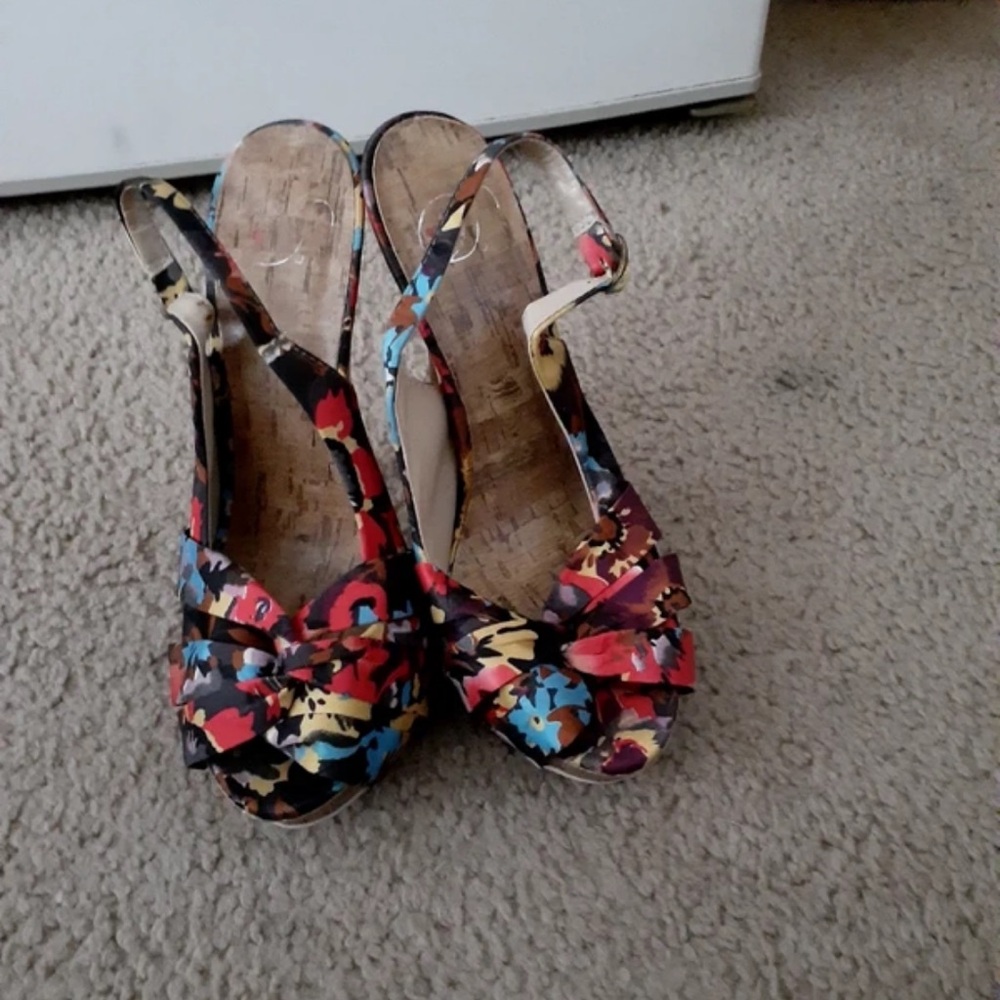 Colorful Floral Slingback Heels